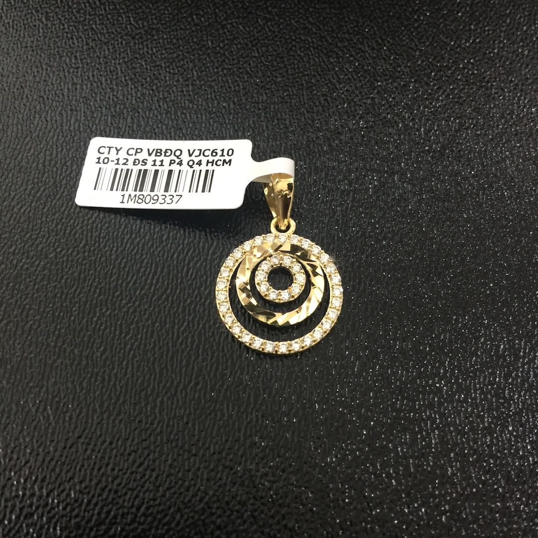 Mặt dây vàng vòng tròn đá trắng VJC 610