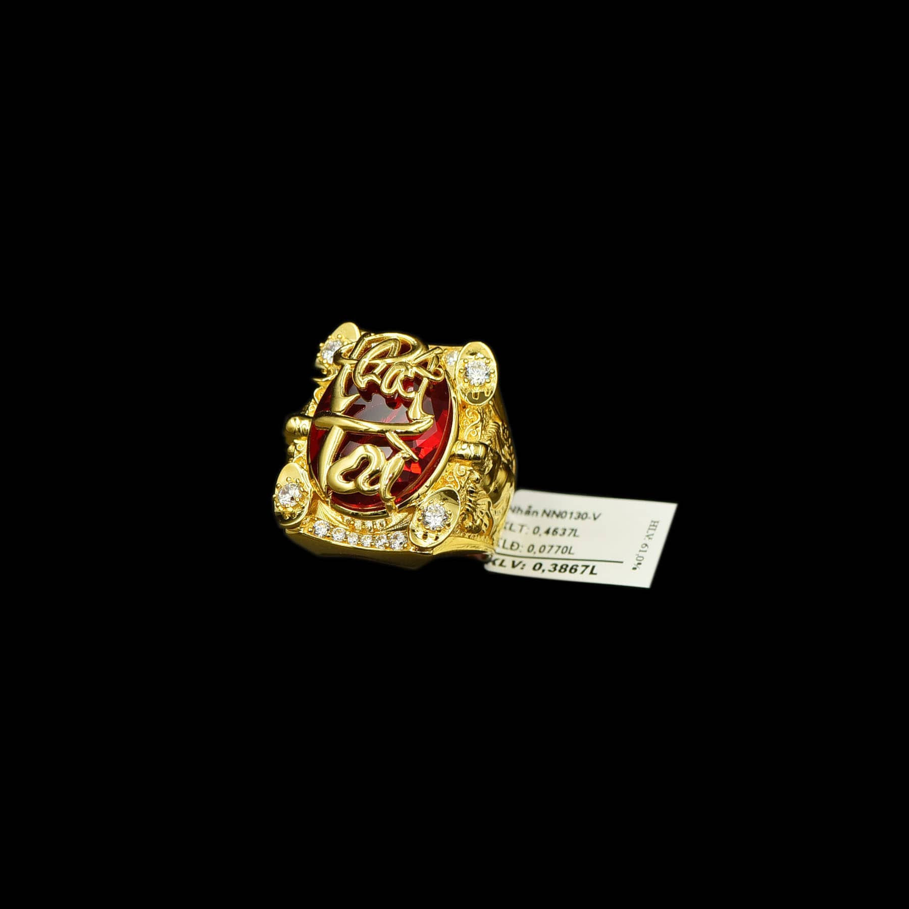 Nhẫn nam Phát Tài vàng đá đỏ VJC 610