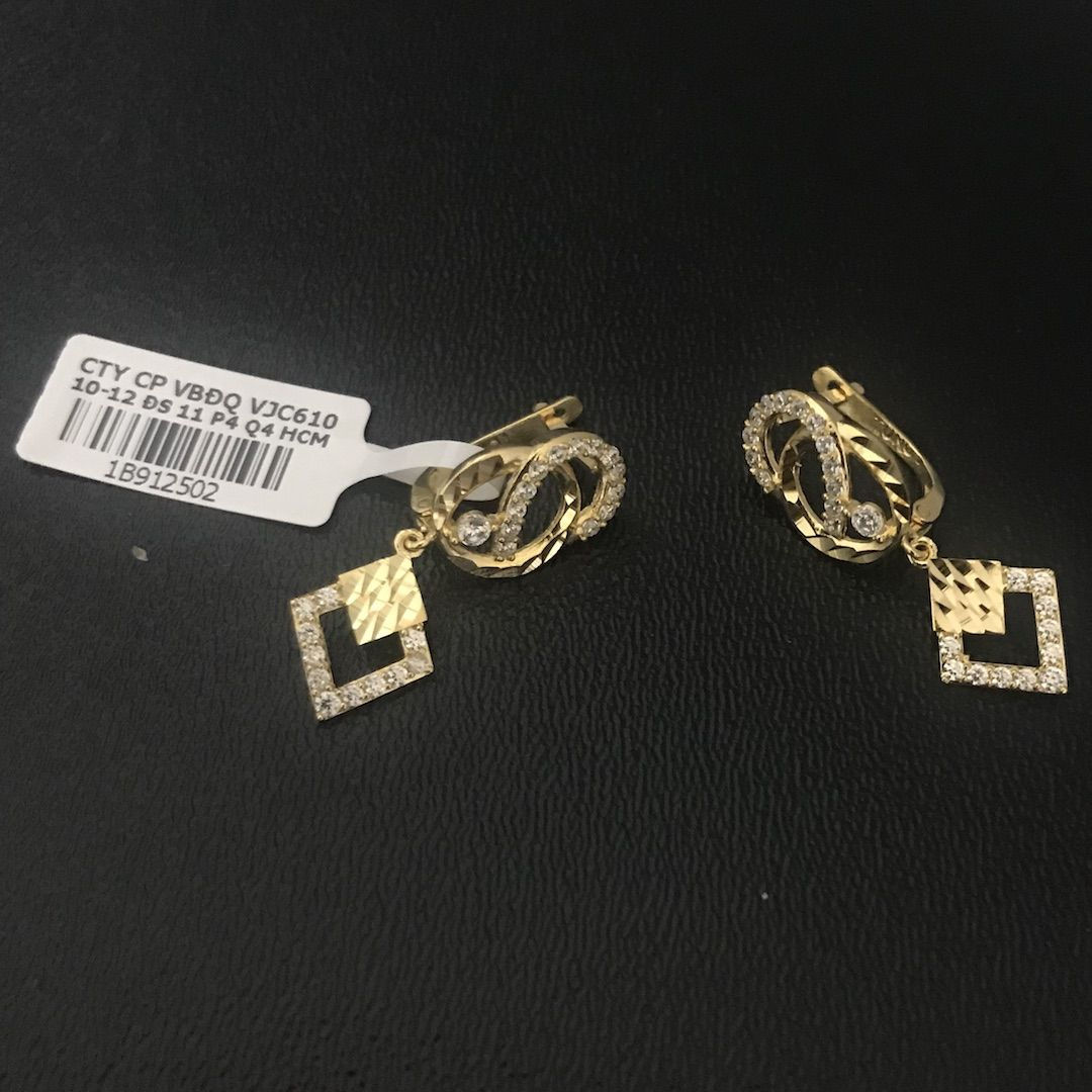 Bông tai vàng đá trắng VJC 610