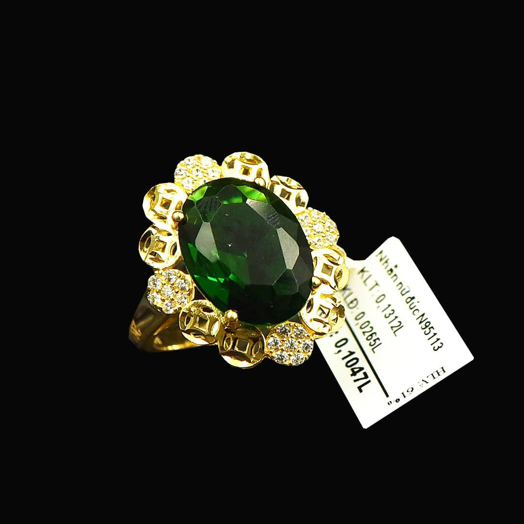 Nhẫn nữ Kim tiền vàng đá Xanh lá VJC 610