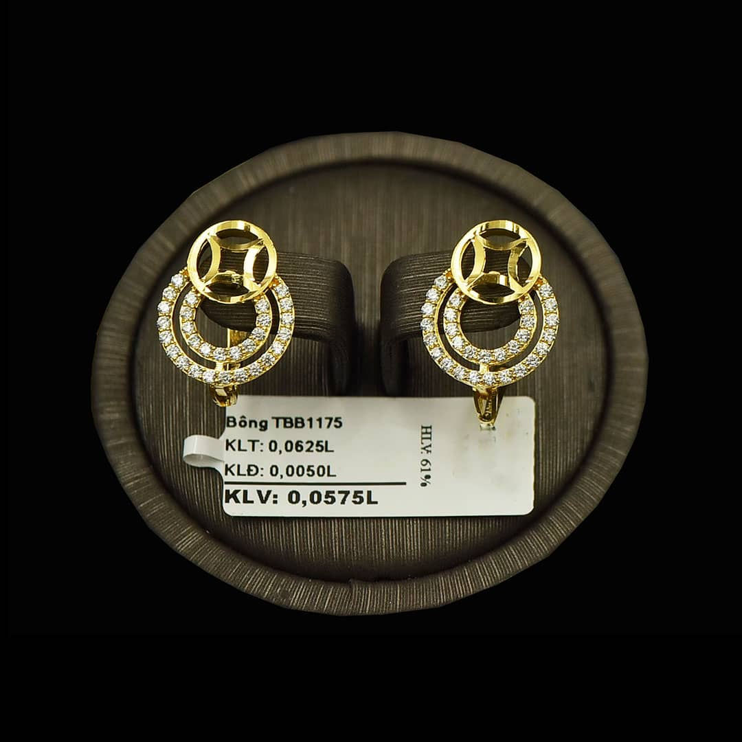 Bông tai vàng đá trắng VJC 610