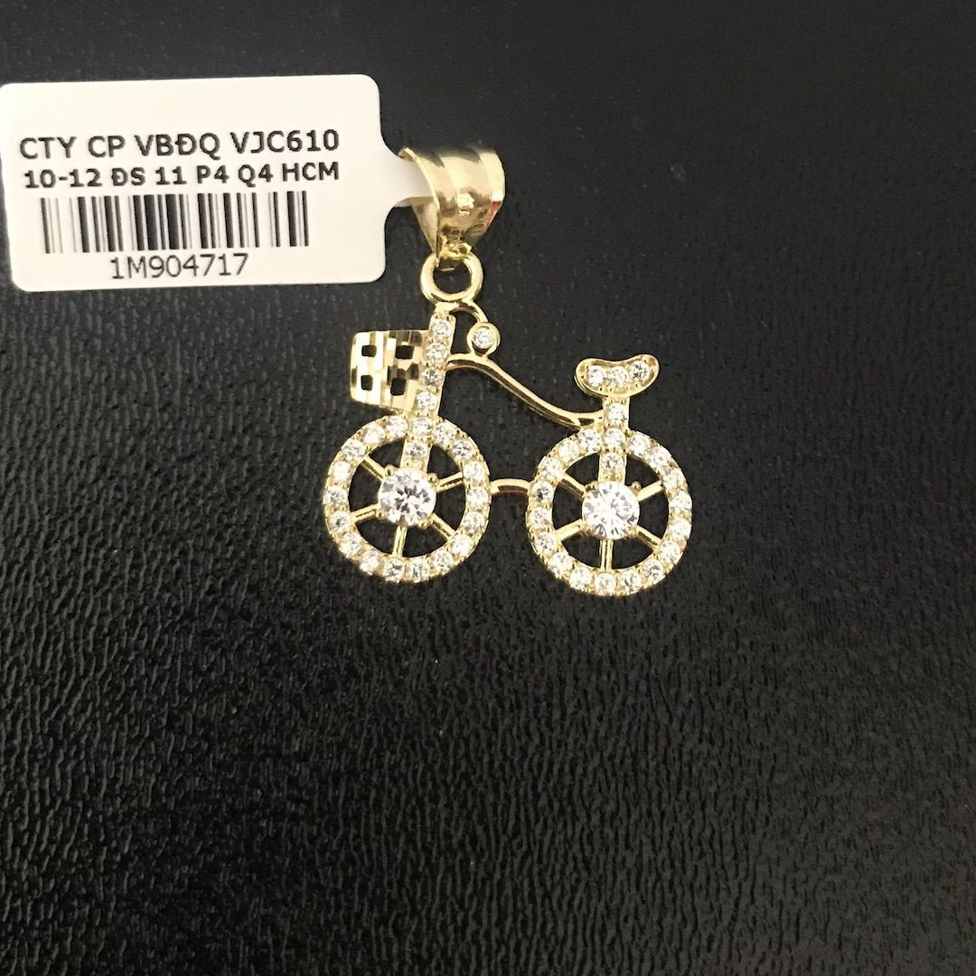 Mặt dây chuyền xe đạp đá trắng VJC 610