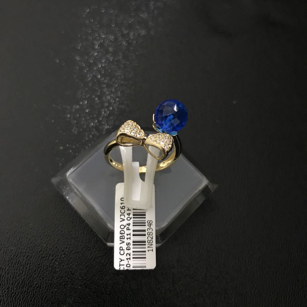 Nhẫn nữ nơ vàng đá Xanh nước biển VJC 610