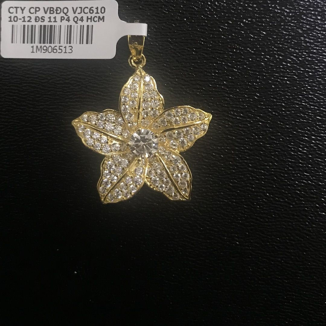 Mặt dây hoa vàng đá trắng VJC 610