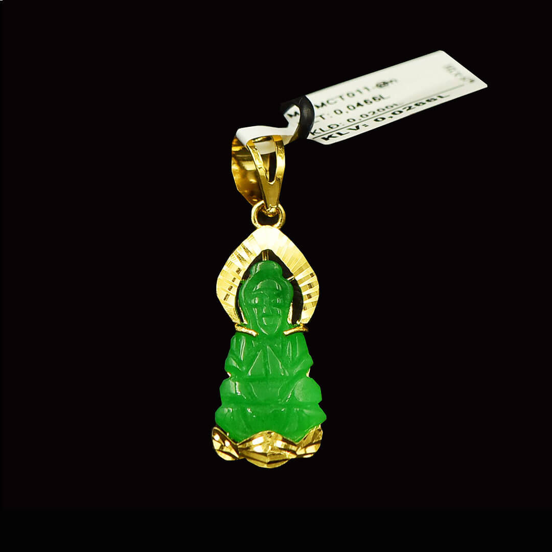 Mặt dây Vàng Tượng Phật Bà Cẩm thạch VJC 610