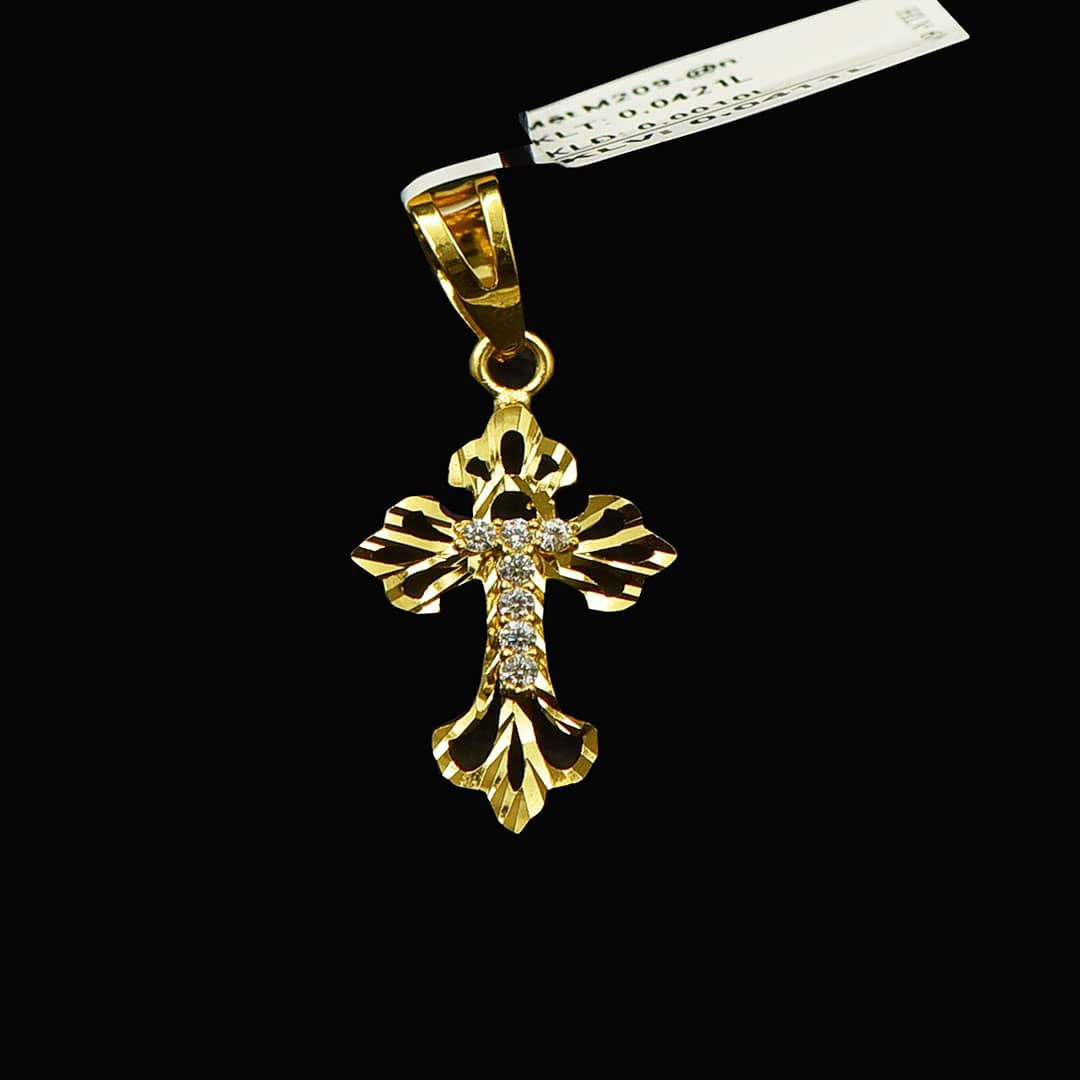 Mặt dây Thánh Giá vàng đá trắng VJC 610