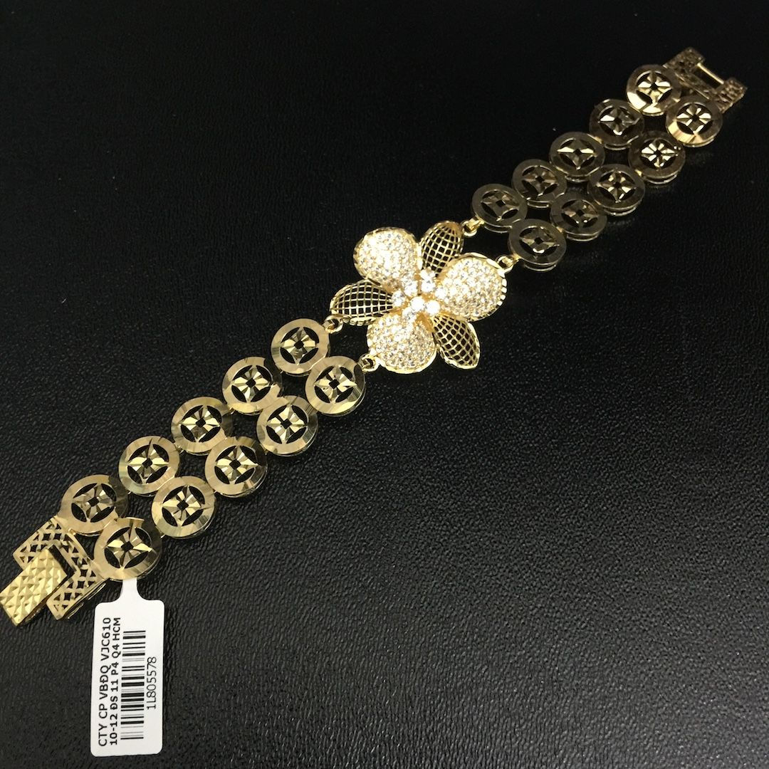 Lắc tay vàng đồng tiền dây đôi hoa VJC 610