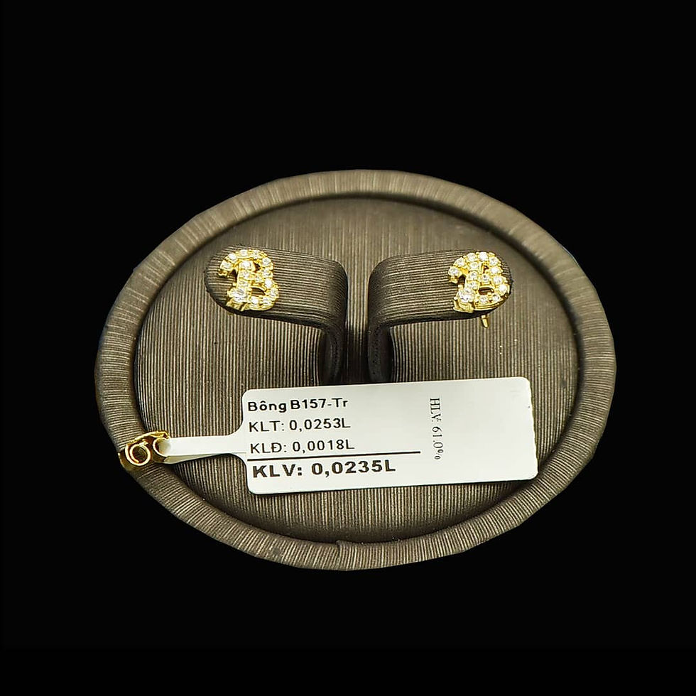 Bông tai chữ B vàng đá trắng VJC 610