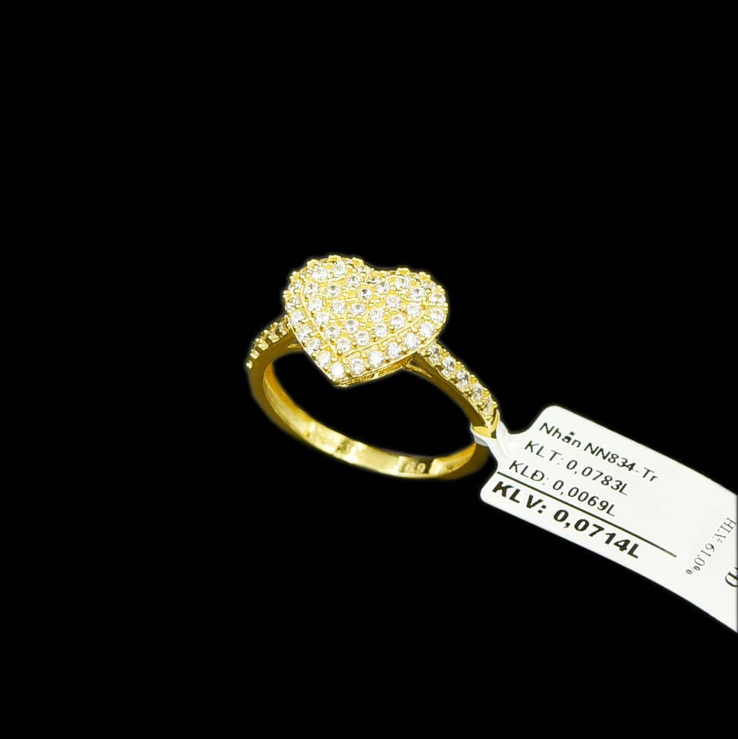 Nhẫn Tim Vàng đá trắng VJC 610