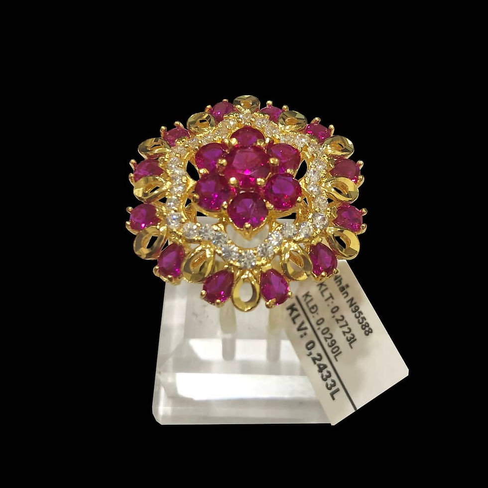 Nhẫn nữ hoa vàng đá đỏ VJC 610