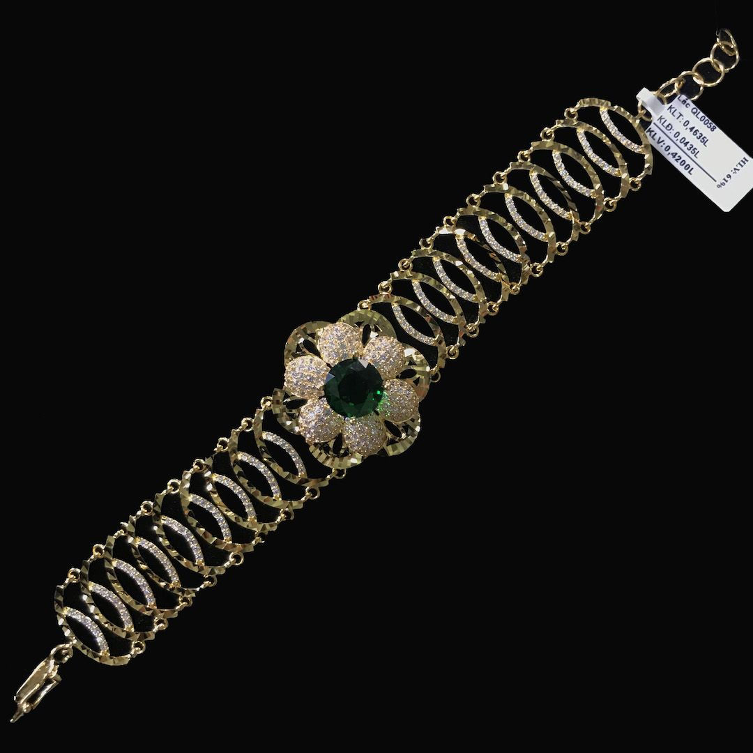 Lắc tay vàng đá xanh lá cây VJC 610