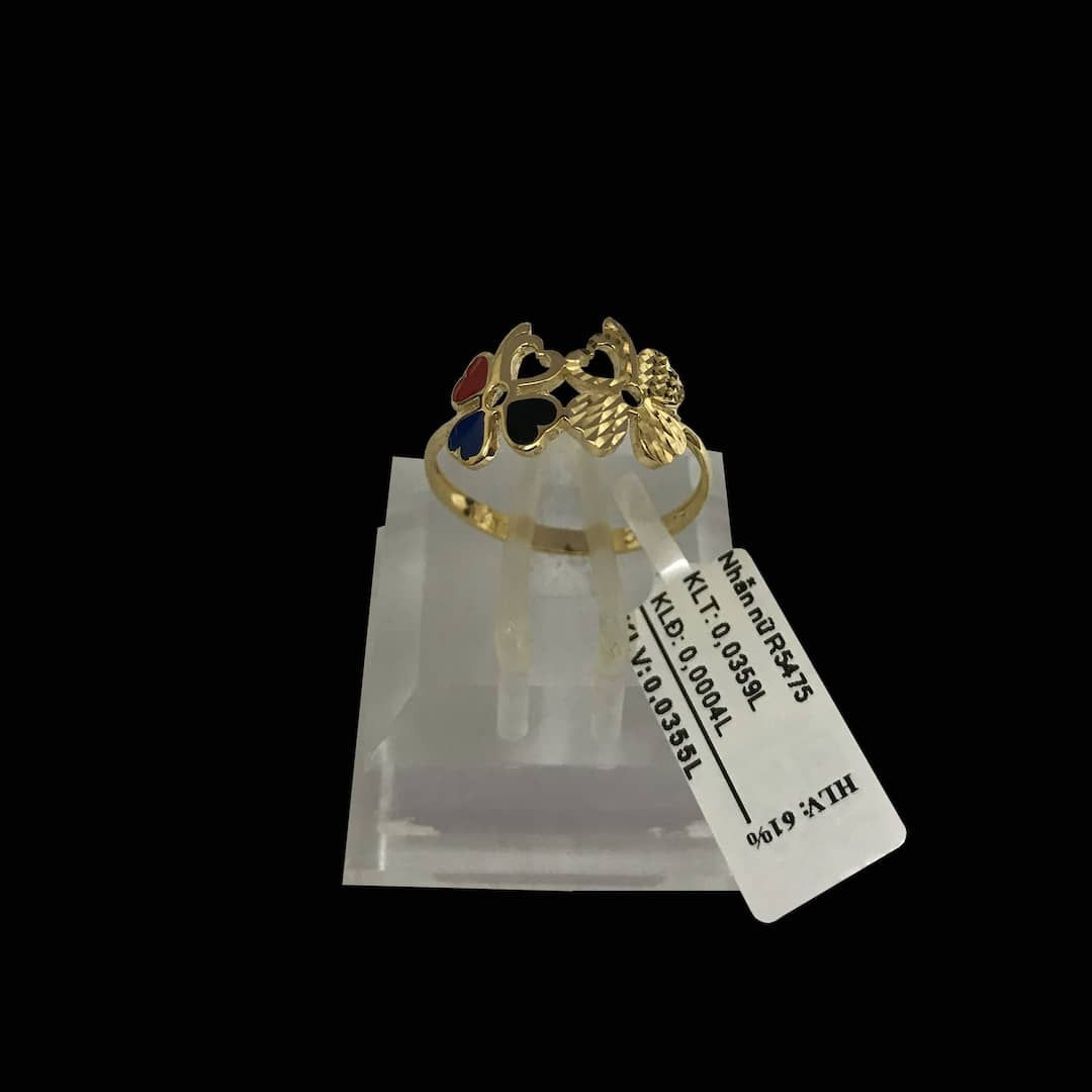 Nhẫn lá vàng đá nhiều màu VJC 610