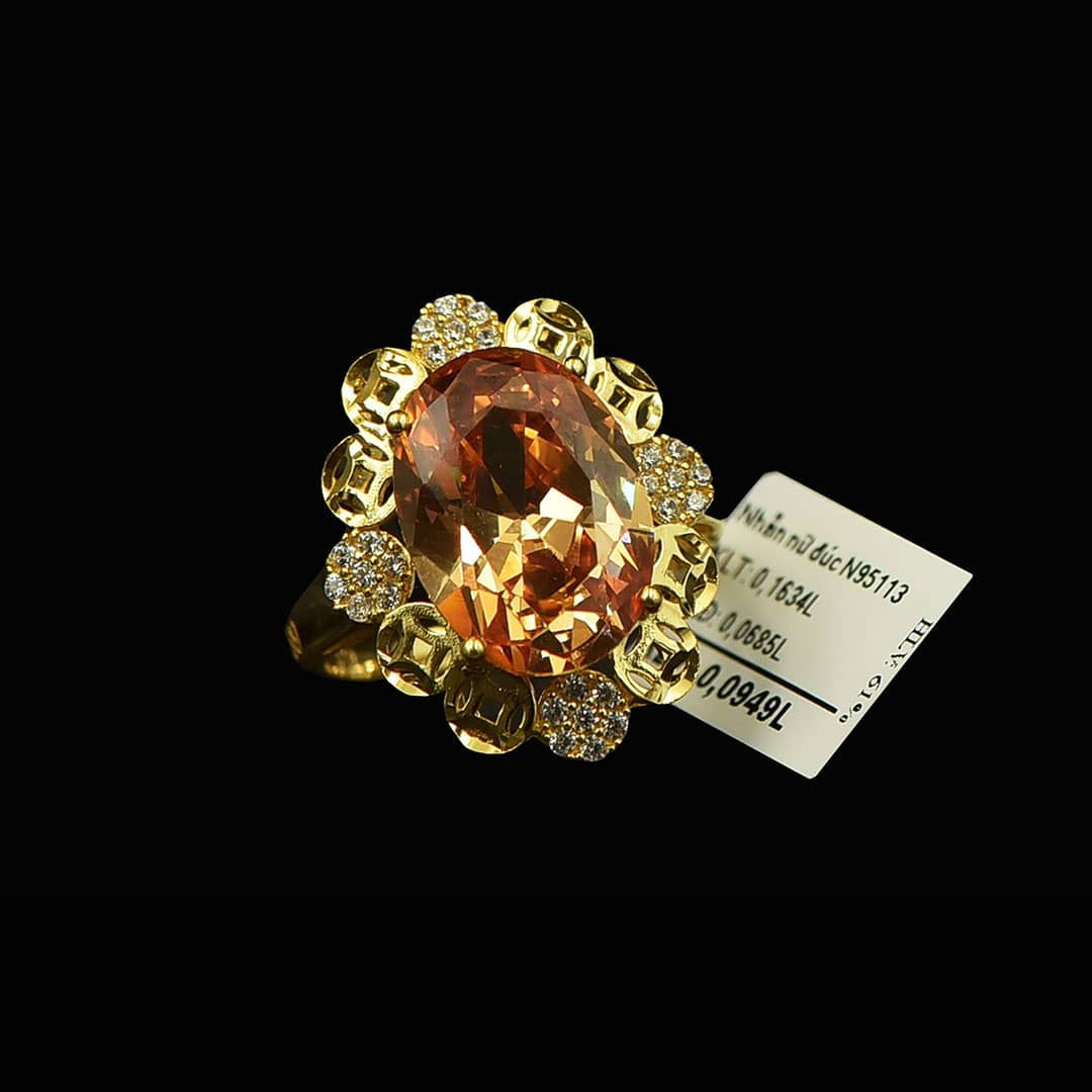 Nhẫn nữ Kim tiền vàng đá cam VJC 610