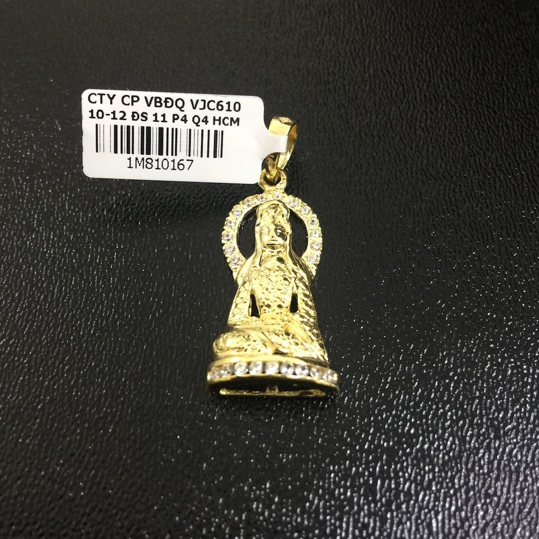 Mặt dây vàng tượng Phận Bà đá trắng VJC 610