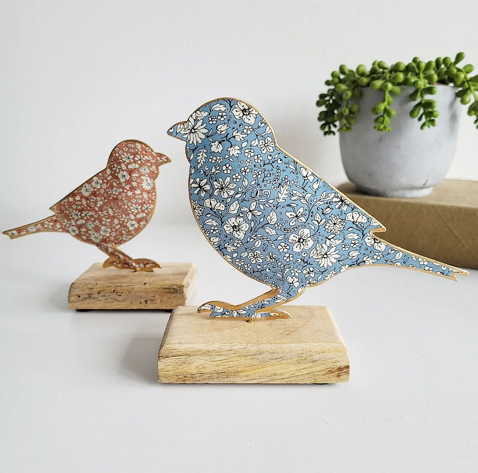 Thumbnail: Floral Bird on Wooden Plinth
