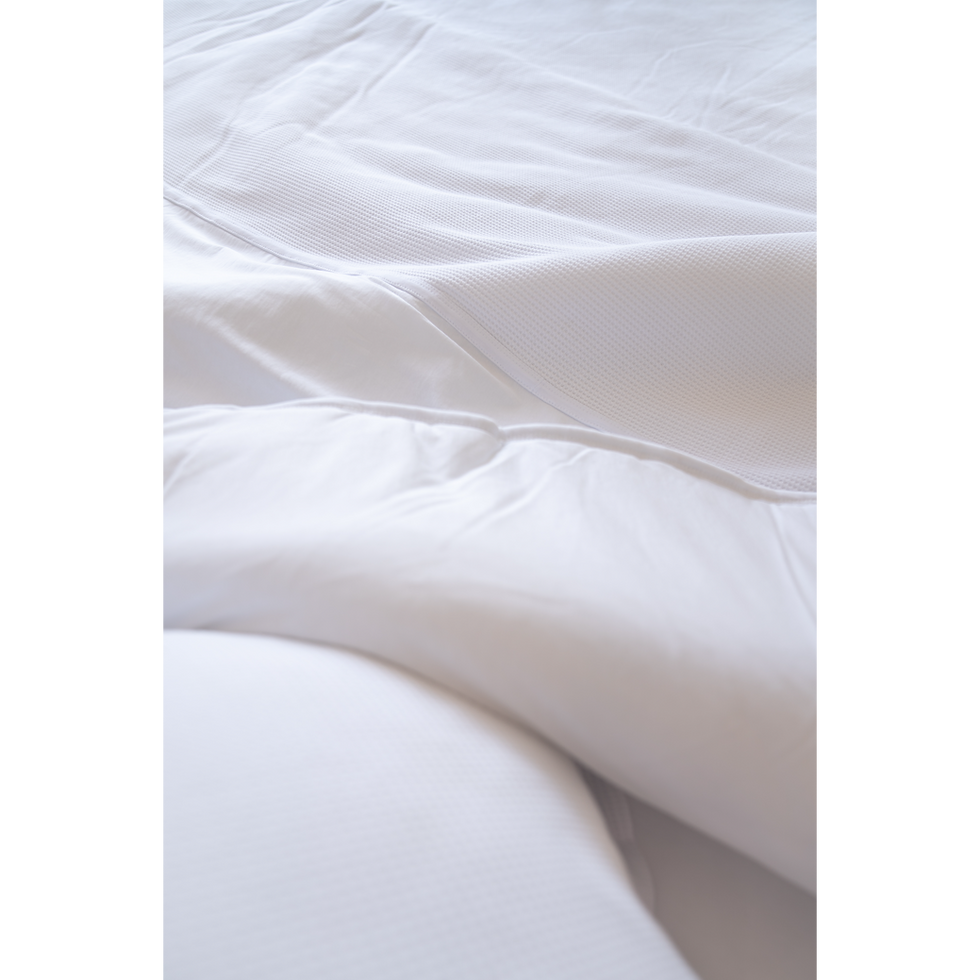 תמונה ממוזערת: סט מצעים למיטה זוגית ● לבן מושלג • חריטת וופל