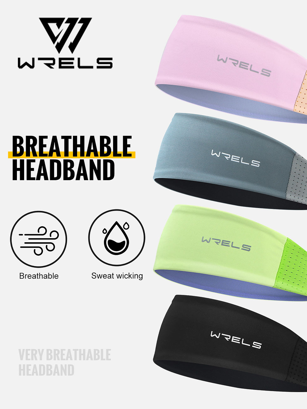 Thumbnail: WRELS Anti-Slip Sports Headband Sweat Absorbing Headband Breathable Fitness Runn