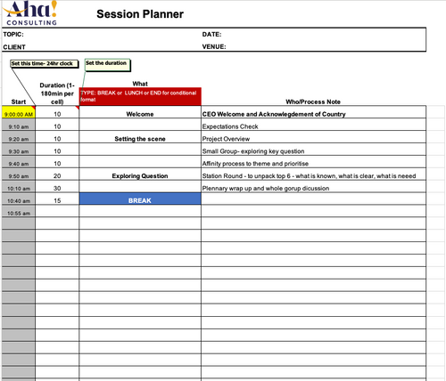 Sessional Planner Example Session Planner (excel) | Aha! Consulting