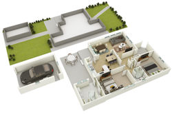 3D Floor Plan with Site Plan