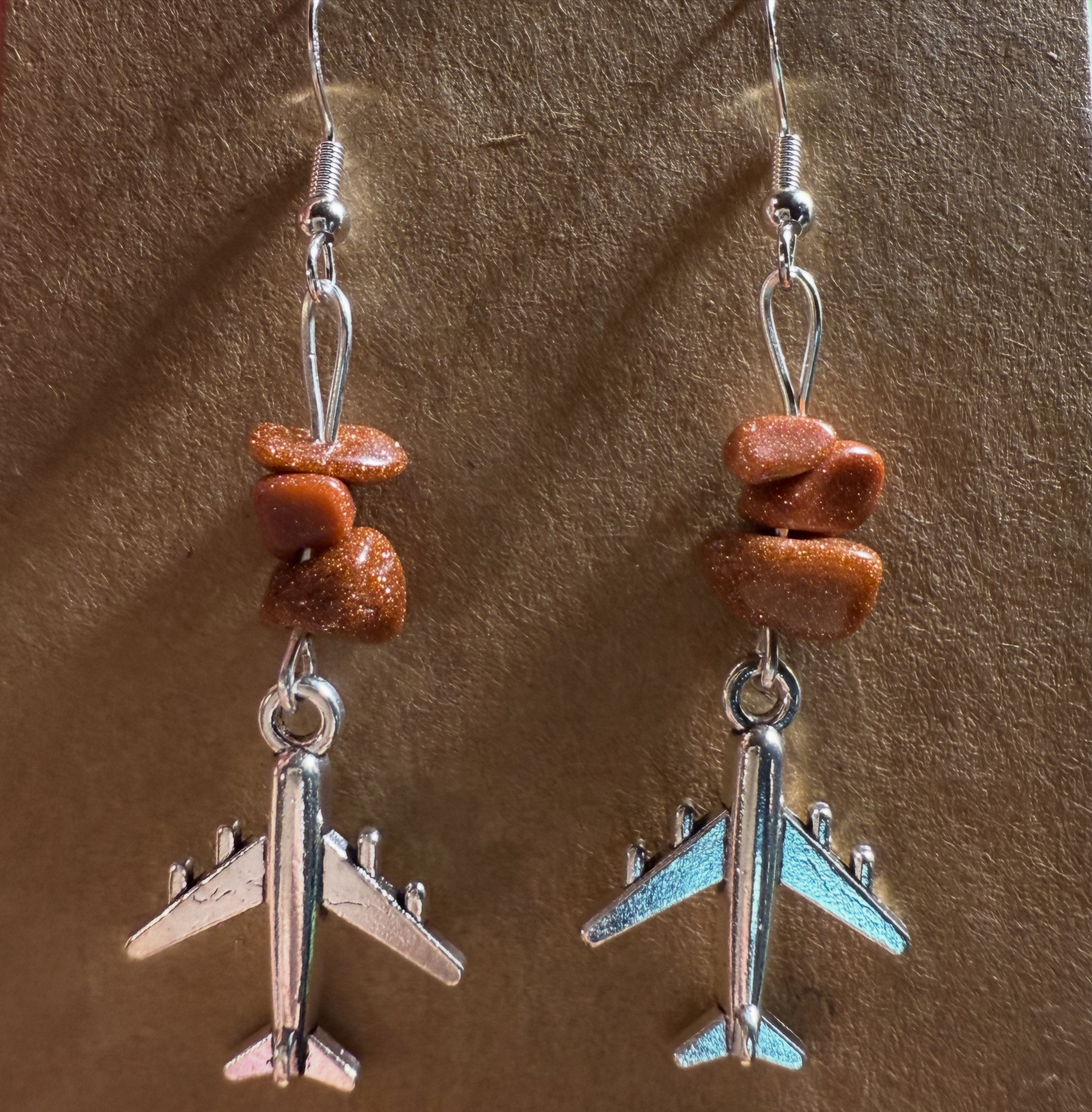 Airplane earrings with crystal chips