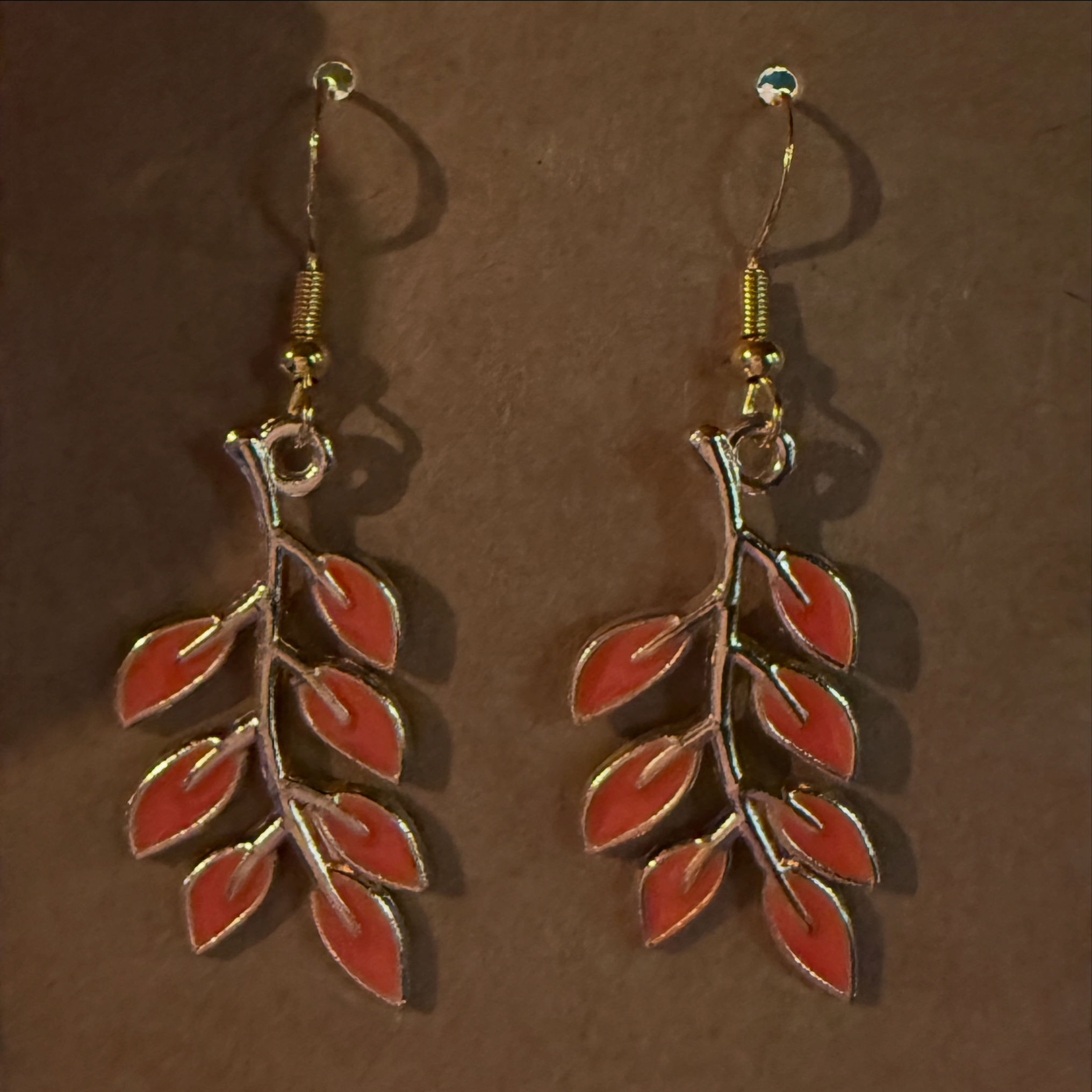Orange leafy earrings