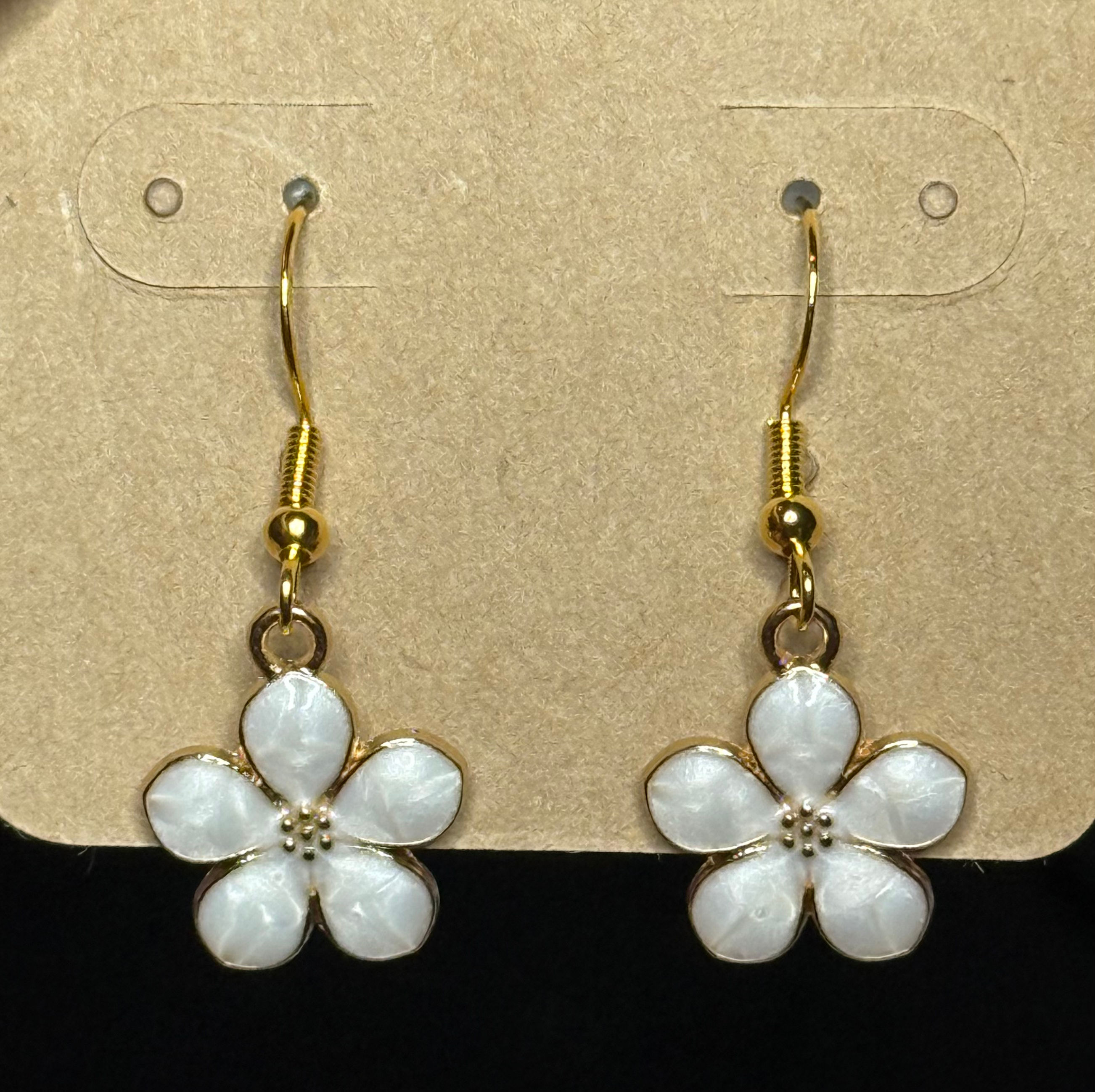 White cherry blossom earrings