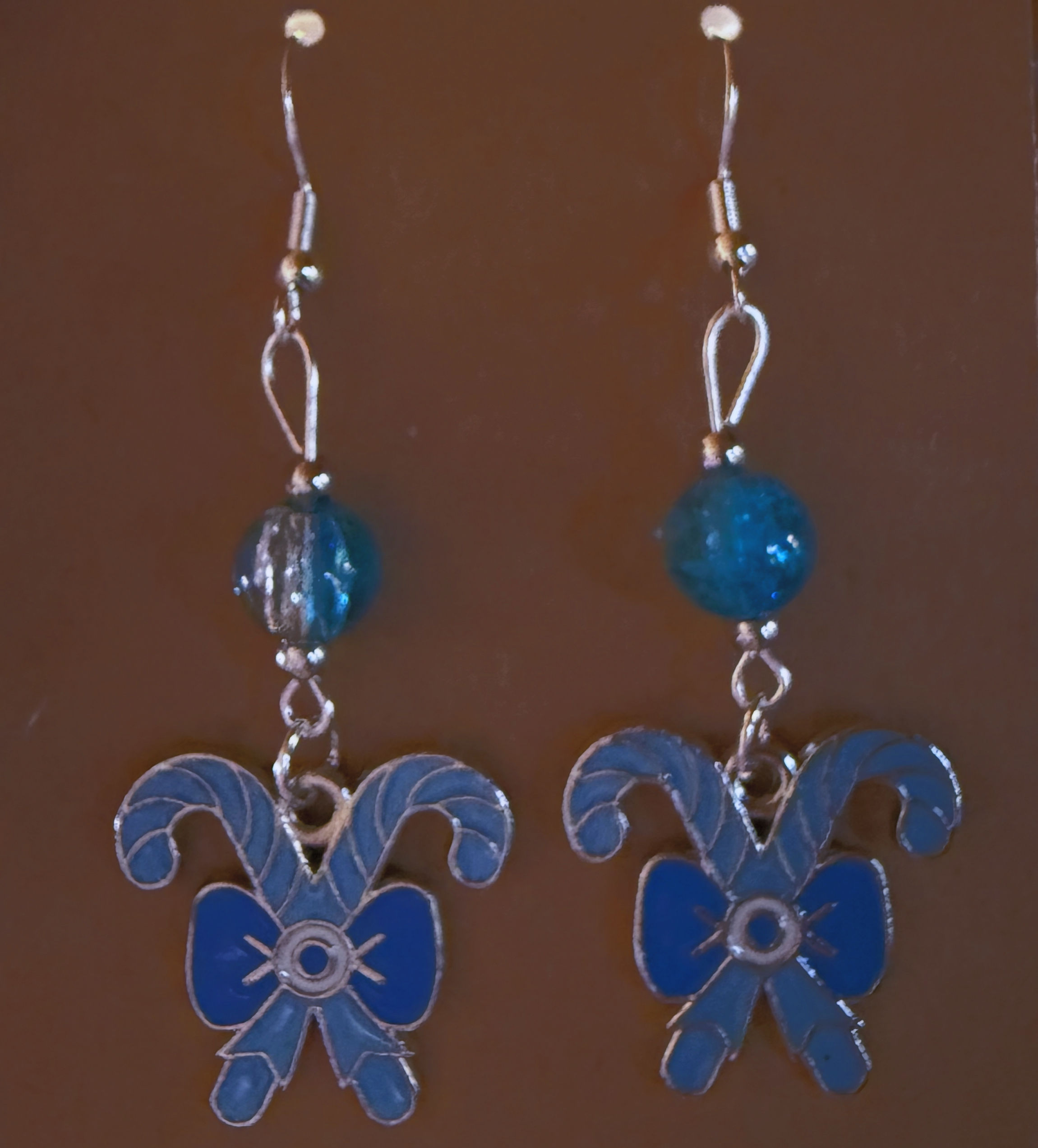 Blue candy cane earrings