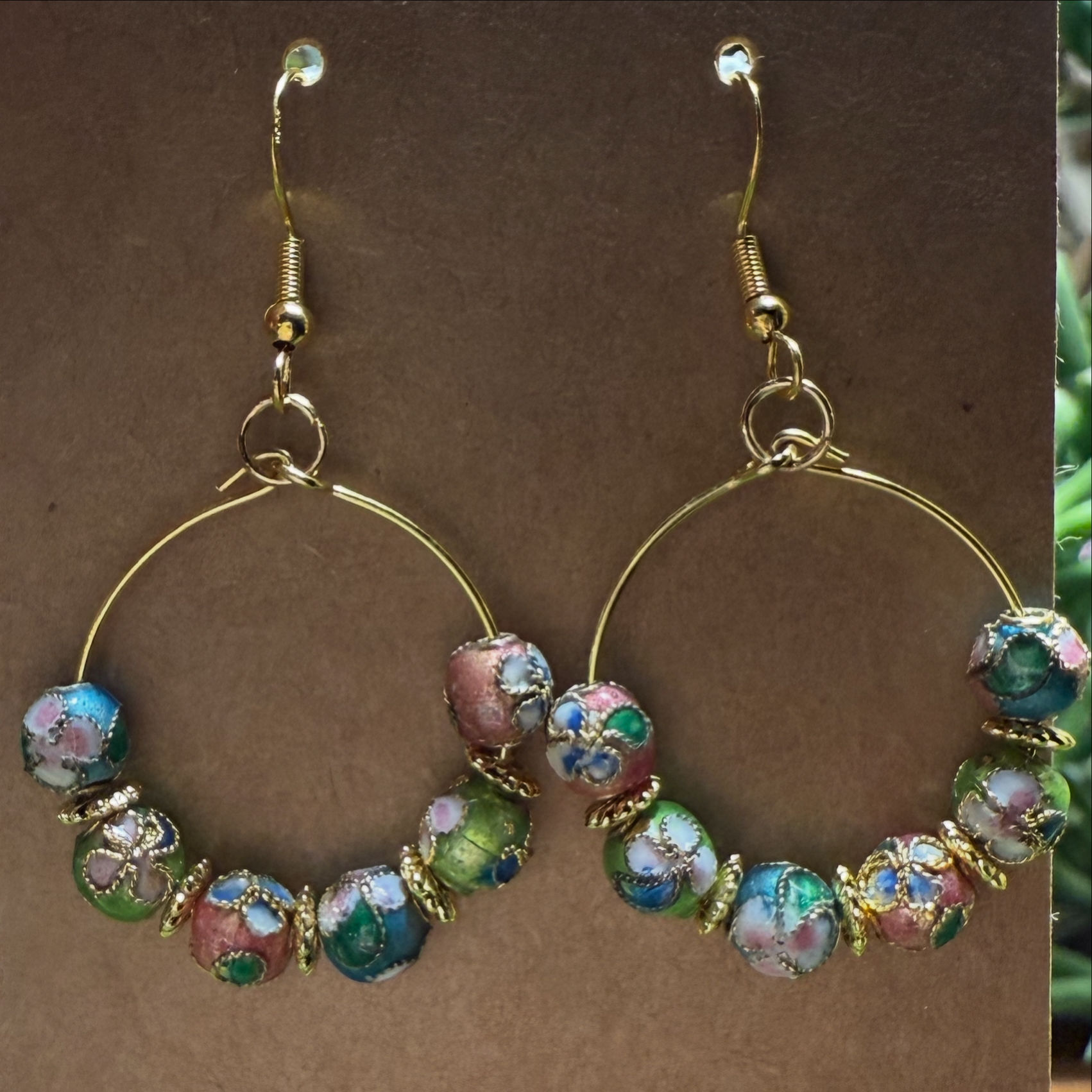 Cloisonné hoop earrings