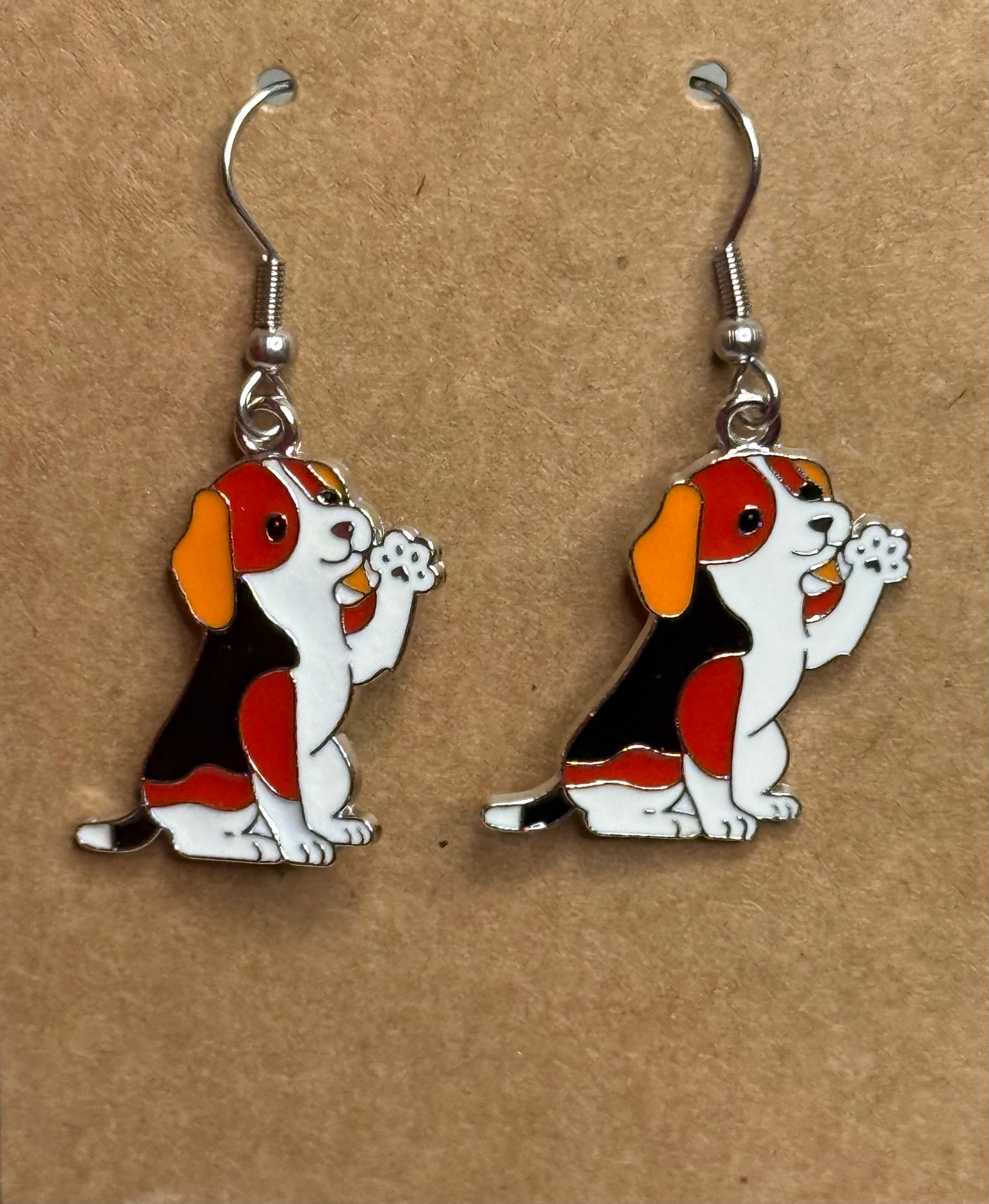 Multicolor puppy earrings