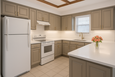 Raised Panel nuDoors Kitchen Transformation in Soft Earth