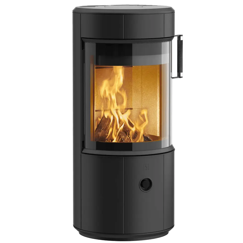 Scan 67 1000 wood burning stove with lit fire