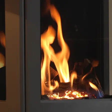 Thumbnail: Close-up of flames in a Capital Balanced Flue Athena Stove