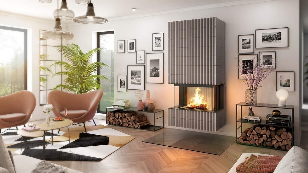 Premium A-3RL-80h wood-burning stove in a modern living room