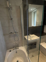 Modern bathroom with bathtub and sink