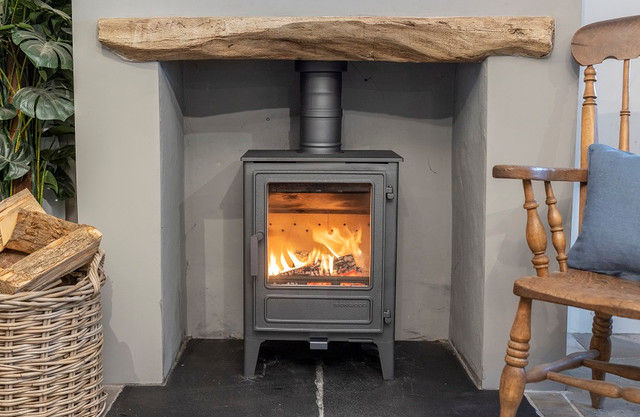 Thumbnail: Ironwood Thaw 5kw Eco design Ready Woodburning Stove with fire lit