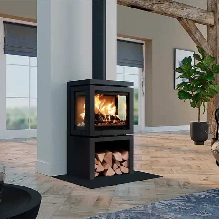Dik Geurts Vidar Triple Small Store wood burning stove in a room