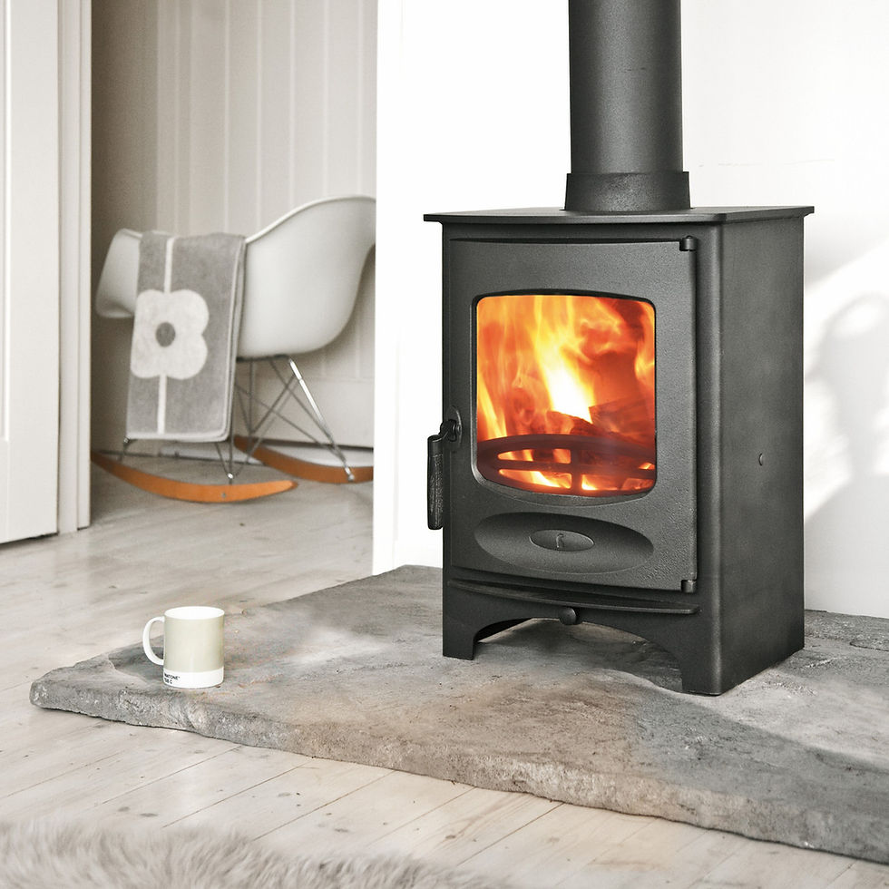 Charnwood C-Six BLU wood burning stove with fire lighting