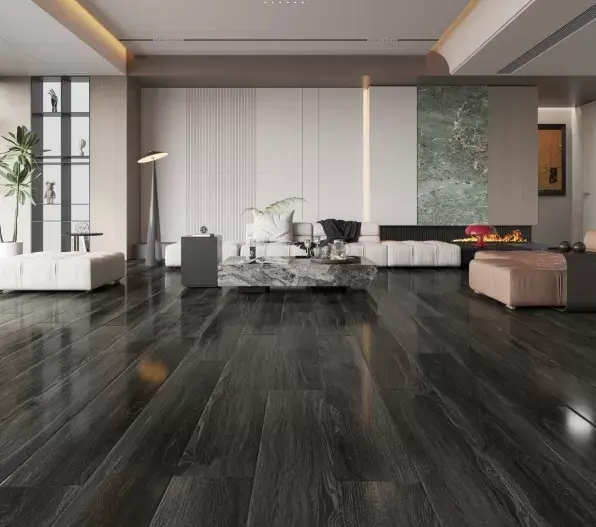 Modern living room with Kansas Oak 12mm laminate flooring