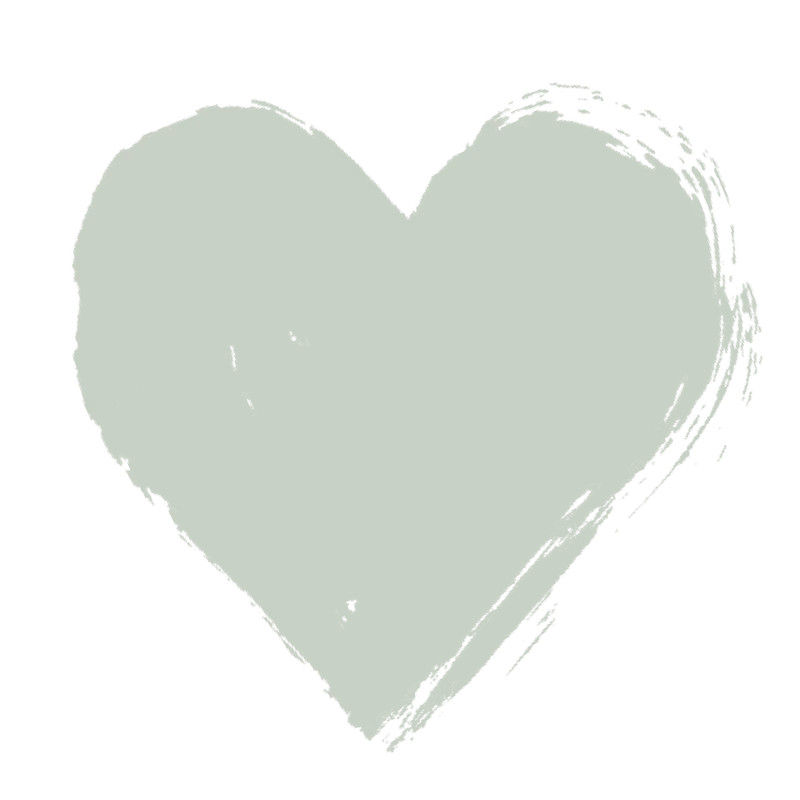 Heart-shaped swatch of Frenchic Breezing Trim Paint