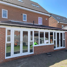 House extension with white windows