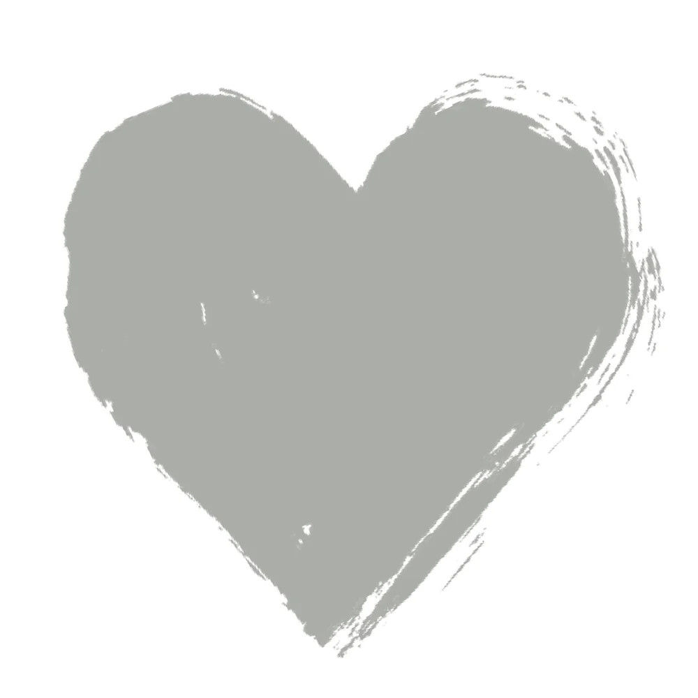 Hand-painted grey heart representing City Slicker Al Fresco