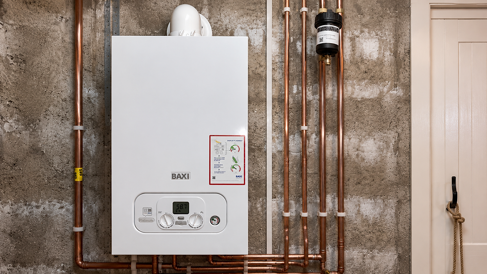 White Baxi boiler installed on a stone wall in Penrith