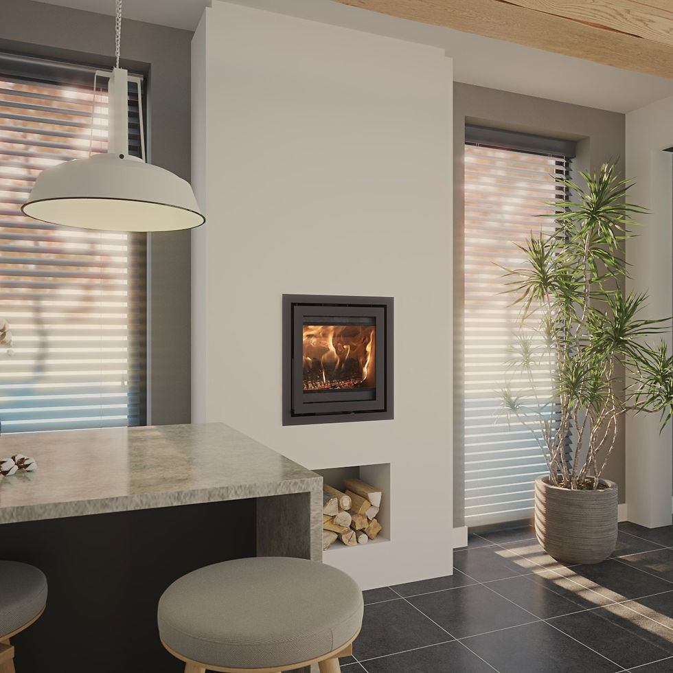 Dik Geurts Instyle 500 wood burning stove in a modern room