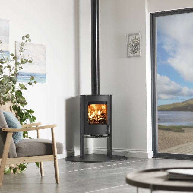 Charlton and Jenrick Go Eco Circulus wood burning stove in a living room