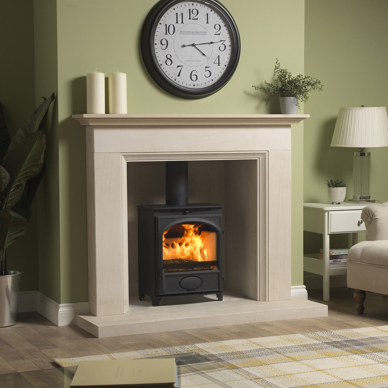Charlton and Jenrick Fireline FA5W multi-fuel stove in a fireplace