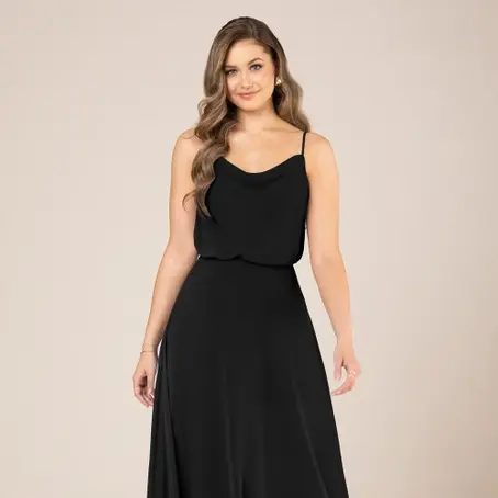 Black spaghetti strap bridesmaid dress