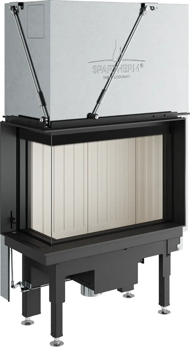 Thumbnail: Lean 2L-70h wood-burning stove with corner glass window