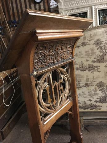 A lectern we restored for a College in Oxford, a good example of our carving work.