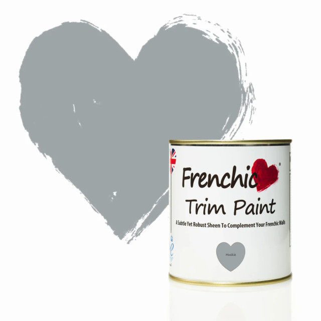 Frenchic Huskie Trim Paint can with grey heart swatch