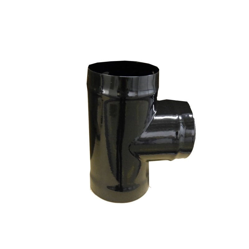 Gloss black vitreous enamel 200mm 90 degree tee pipe